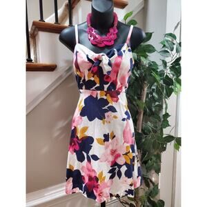 Old Navy Women's White Floral Sweetheart Neck Sleeveless Knee Length Dress XS